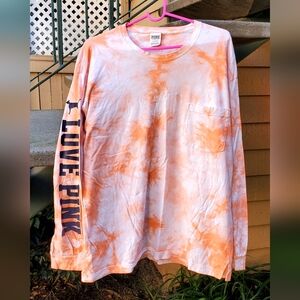 PINK Victoria's Secret 2019 Orange Tie-Dye Long Sleeve Tee